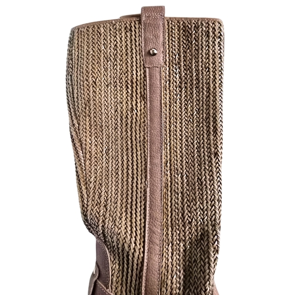 Anthropologie Schuler and Sons Tall Tan Round Toe leather boots women size US 7B - Picture 3 of 8